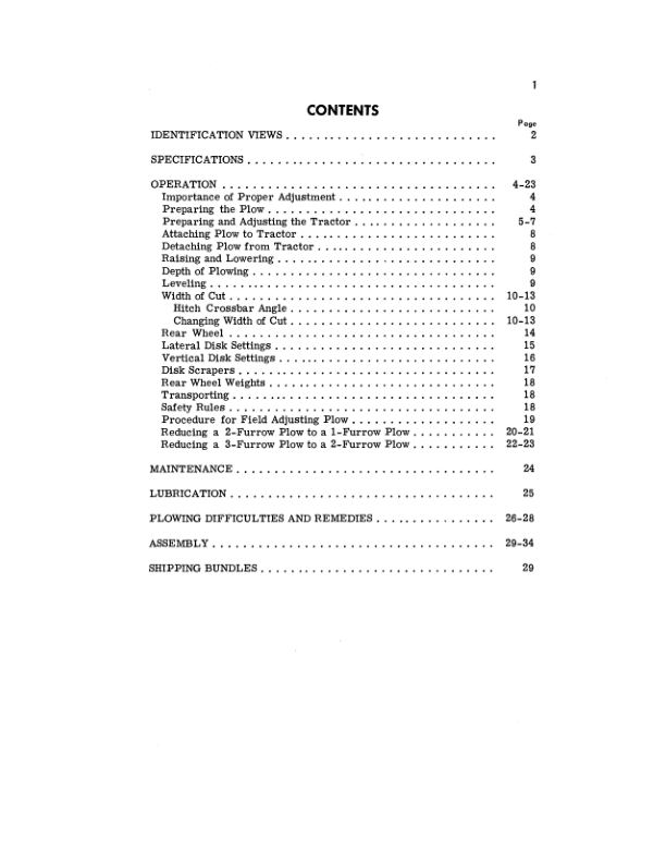 John Deere 475 Series Integral Disk Plows Operator’s Manual (OMA14806) Workshop Guide
