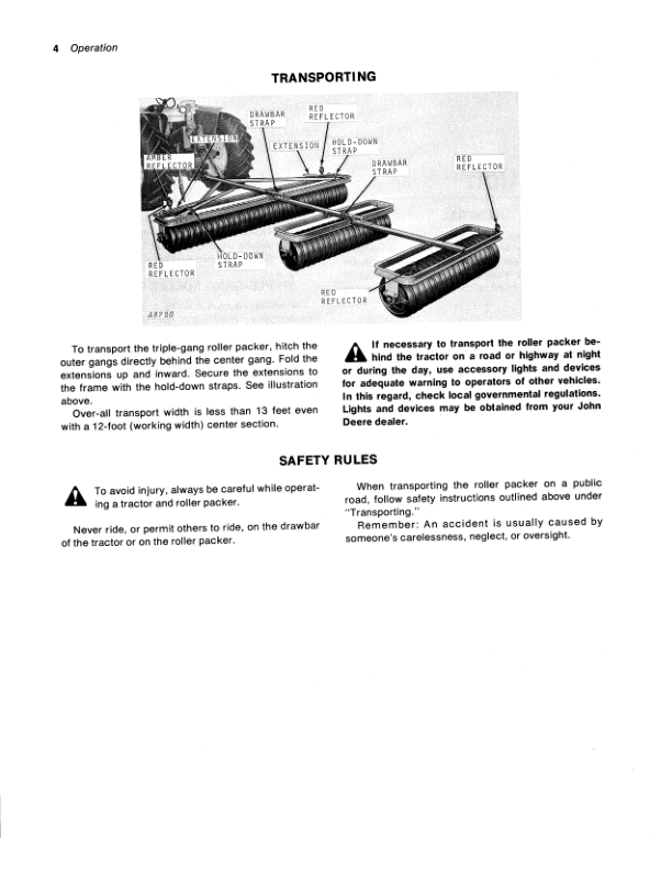 John Deere F920 Series Roller Packers Operator’s Manual (OMA15740) Workshop Guide