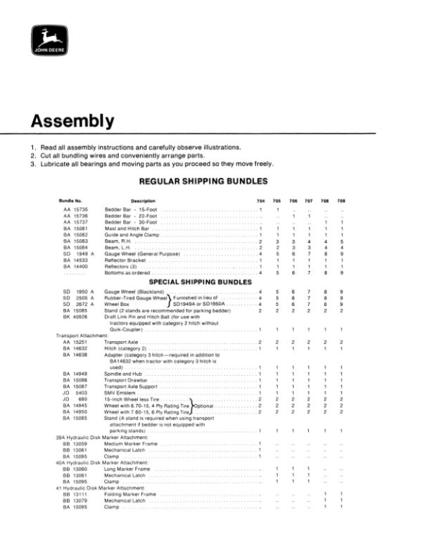 John Deere 700 Series Integral Flexible Bedder Operator’s Manual (OMA17489) Workshop Guide