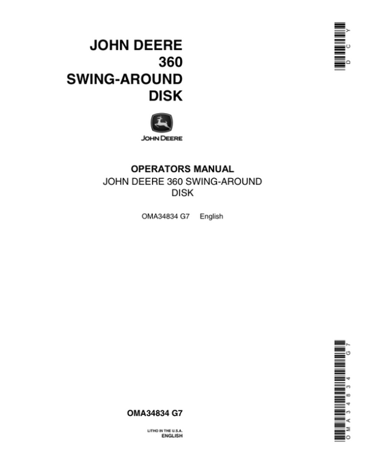 John Deere 360 Swing-Around Disk Operator’s Manual (OMA34834) Workshop Guide