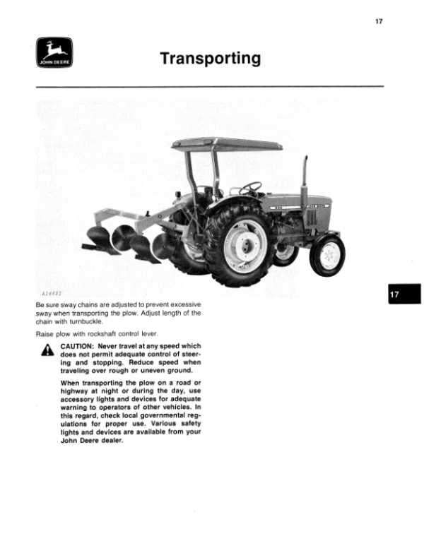 John Deere 30 Integral Plow Operator’s Manual (OMA41131) Workshop Guide