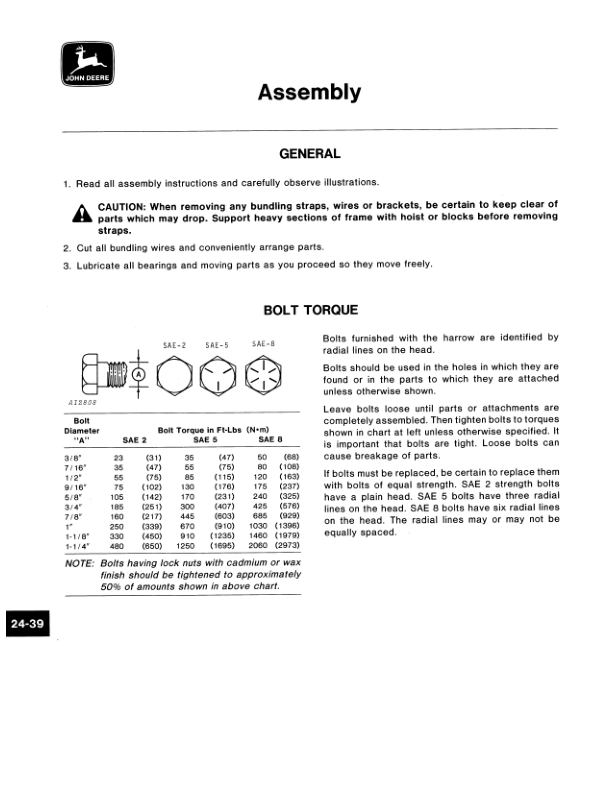 John Deere 610, 810 Finishing Harrow Operator’s Manual (OMA41513) Workshop Guide