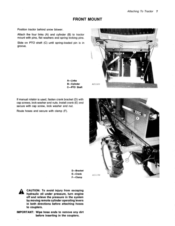 John Deere 666 Snow Blower Operator’s Manual (OMA41698) Workshop Guide