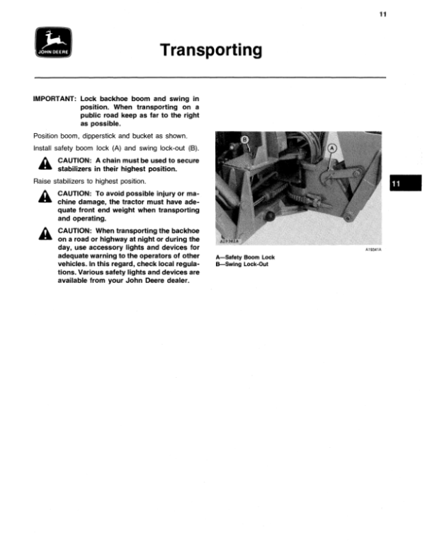 John Deere 1550 Backhoe Operator’s Manual (OMA42432) Workshop Guide