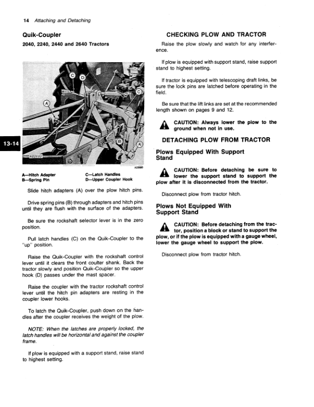 John Deere 35, 45 Integral Moldboard Plow Operator’s Manual (OMA43507) Workshop Guide