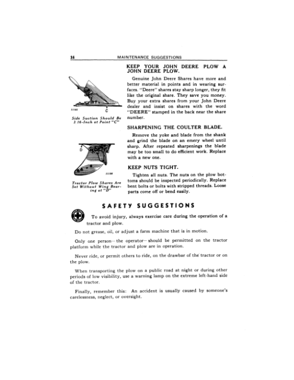 John Deere 422A Moldboard Plow Operator’s Manual (OMA47656) Workshop Guide