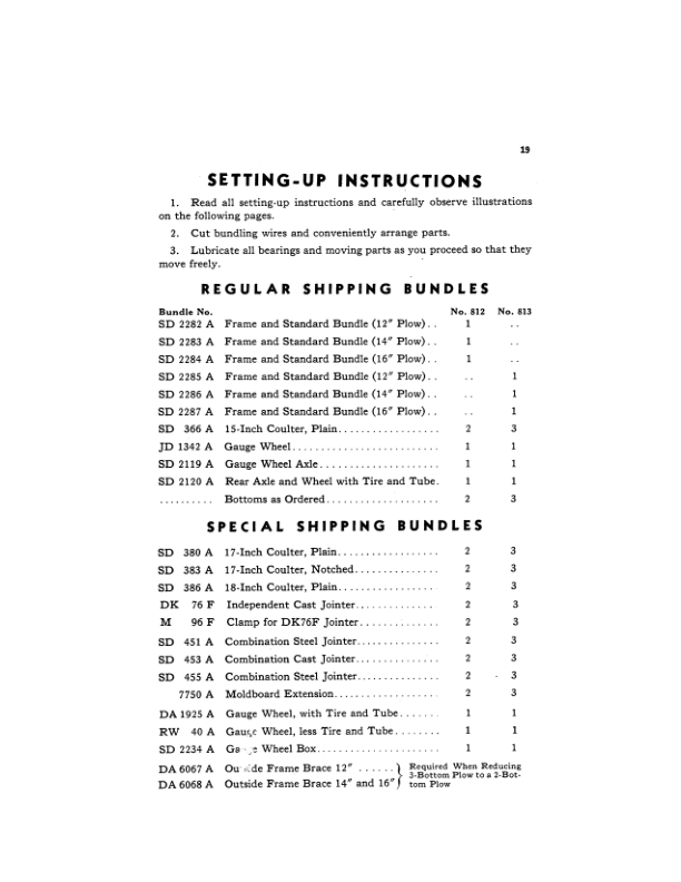 John Deere 812, 813 Integral Moldboard Plows Operator’s Manual (OMA501054) Workshop Guide