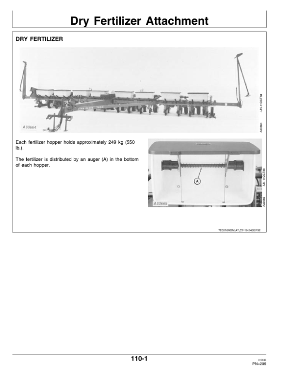 John Deere 7200 Drawn (Flex Fold) Planters 12RW & 16RN (Includes OM Supplement A76259) Operator’s Manual (OMA54950) Workshop Guide