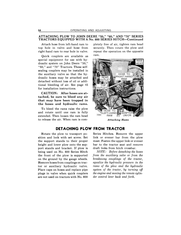 John Deere 820, 820A Series Integral Two-Way Tractor Plows Operator’s Manual (OMA55656) Workshop Guide