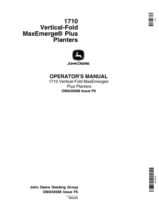 John Deere 1710 Integral Planter Operator’s Manual (OMA56588) Workshop Guide