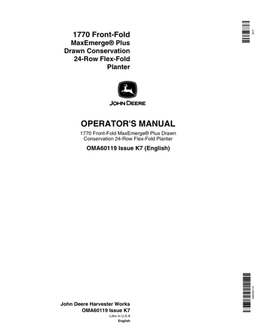John Deere 1770 Drawn Planters (685101-685999) Operator’s Manual (OMA60119) Workshop Guide
