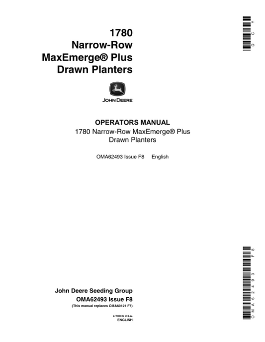 John Deere 1780 Drawn Planter (680101-680999) Operator’s Manual (OMA62493) Workshop Guide