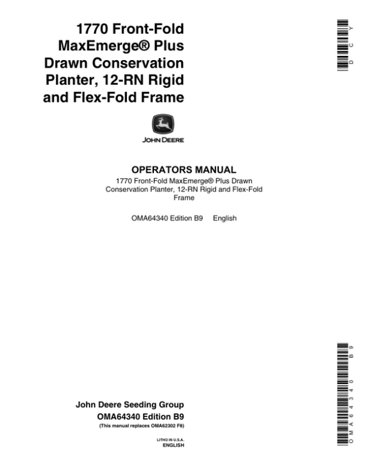 John Deere 1770 Drawn Planters (685101-690999) Operator’s Manual (OMA64340) Workshop Guide