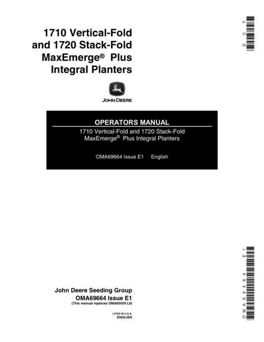 John Deere 1710 & 1720 Integral Planter Operator’s Manual (OMA69664) Workshop Guide