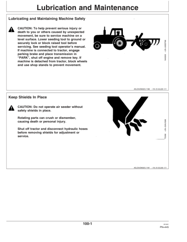 John Deere 1900 Commodity Air Cart North America Operator’s Manual (OMA69931) Workshop Guide