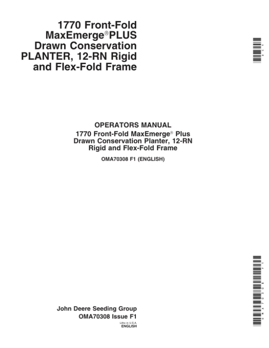 John Deere 1770 Drawn Planter (695101- ) Operator’s Manual (OMA70308) Workshop Guide