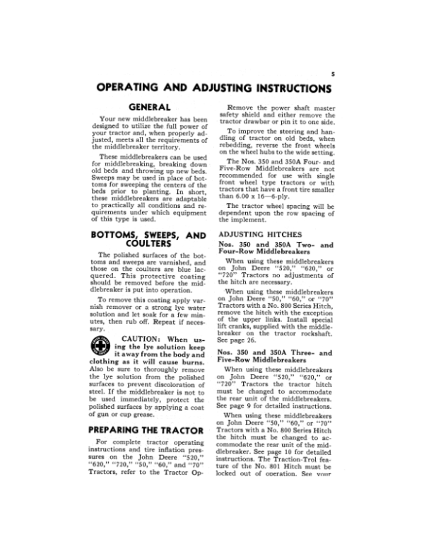 John Deere 350, 350A Series Front Mounted Middlebreakers Operator’s Manual (OMA70556) Workshop Guide