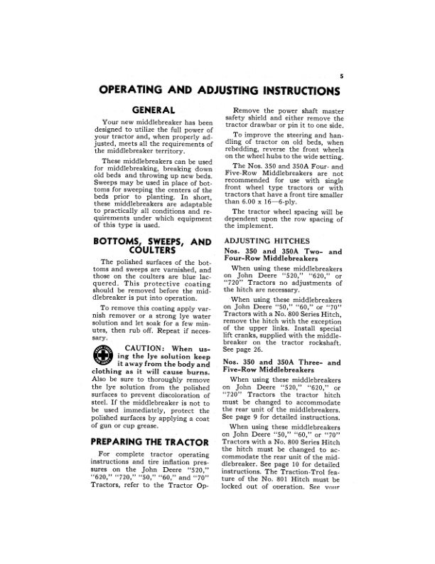 John Deere 350, 350A Series Front Mounted Middlebreakers Operator’s Manual (OMA70556) Workshop Guide