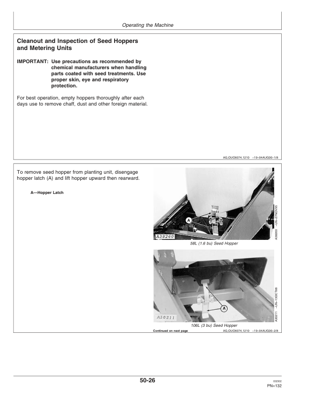 John Deere (670101- ) 1780 Drawn Planters 16/31 Row – 15/30 In. Spacing 24 Row – 20 In. Spacing Operator’s Manual (OMA72775) Workshop Guide