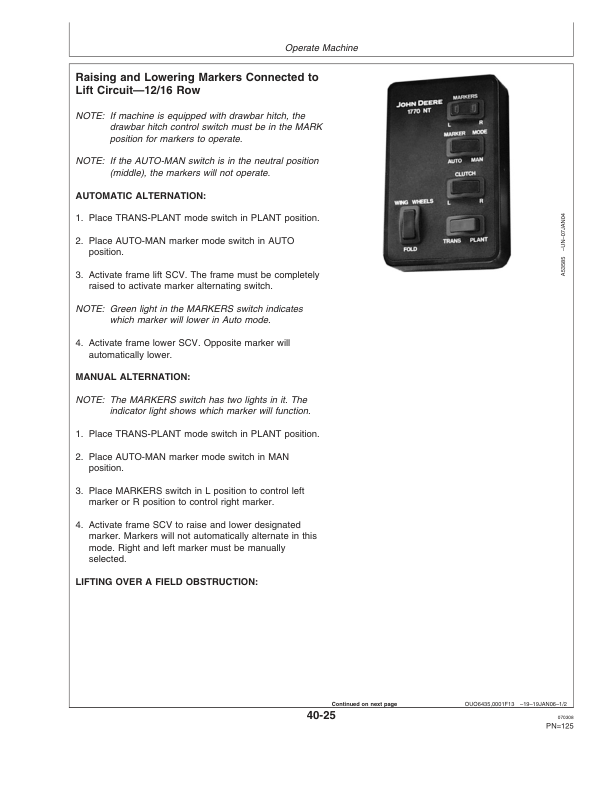 John Deere 1770NT 12/16/24 Row Planter with MaxEmerge XP Row Units Operator’s Manual (OMA86835) Workshop Guide