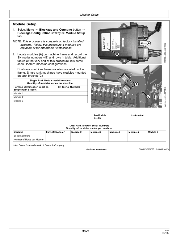John Deere SeedStar 2 CCS Seed Meter Monitor (735101-) Operator’s Manual (OMA86884) Workshop Guide