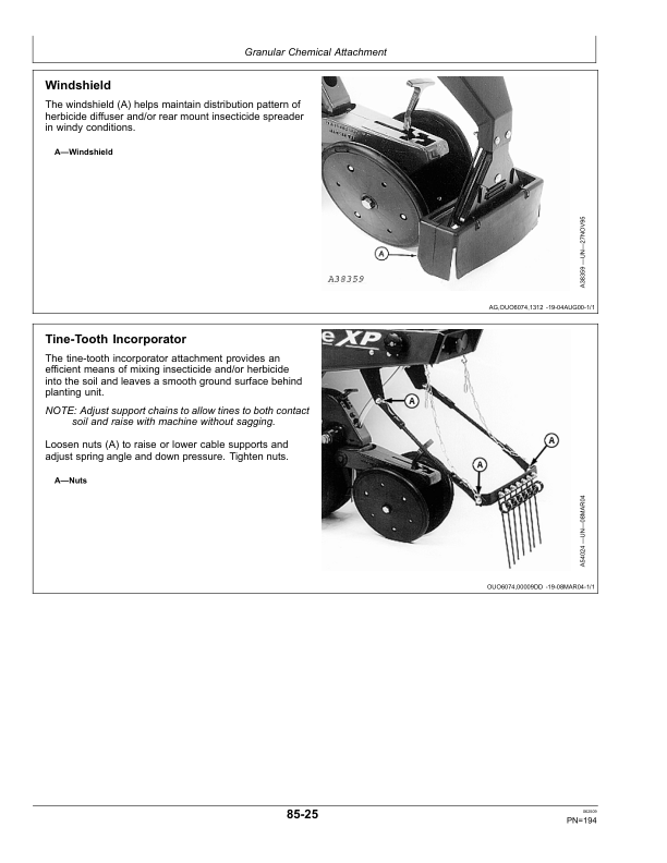 John Deere Rate Charts & Settings Metric Units (735101-410100) Operator’s Manual (OMA88596) Workshop Guide
