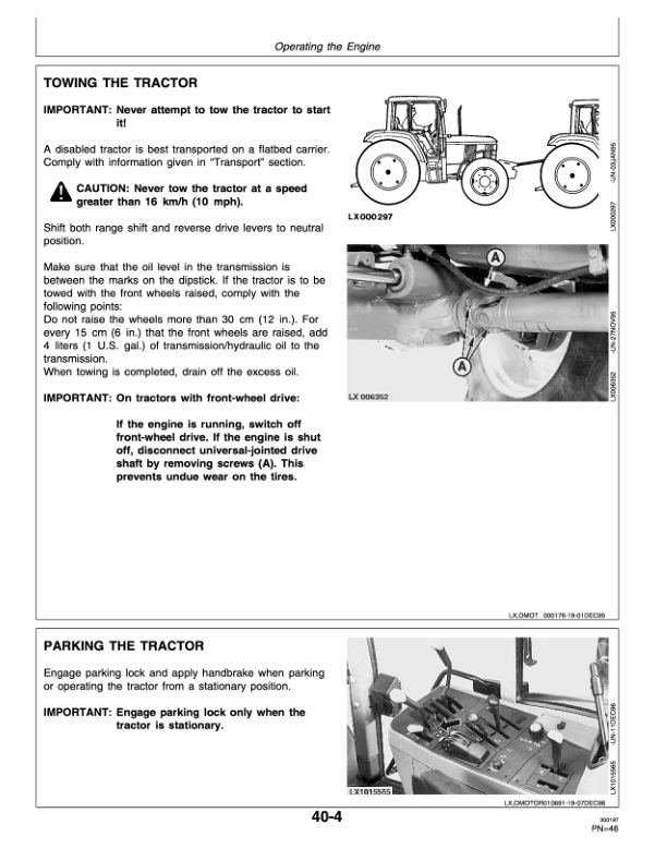 John Deere Tractors SE 6100, SE 6200, SE 6300, SE 6400 Operator’s Manual (OMAL113183) Workshop Guide