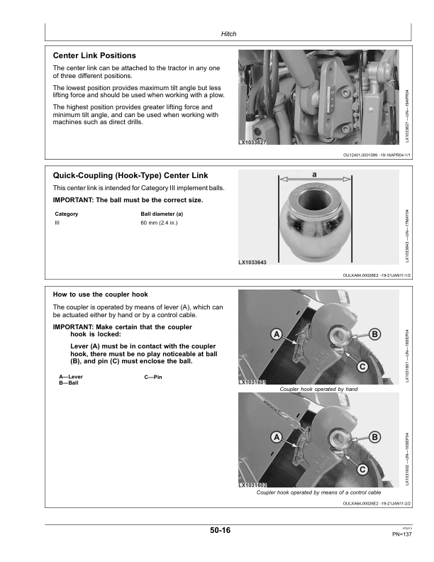 John Deere 6090MC, 6100MC, 6110MC, 6090RC, 6100RC & 6110RC Tractors Export Edition Operator’s Manual (OMAL216276) Workshop Guide