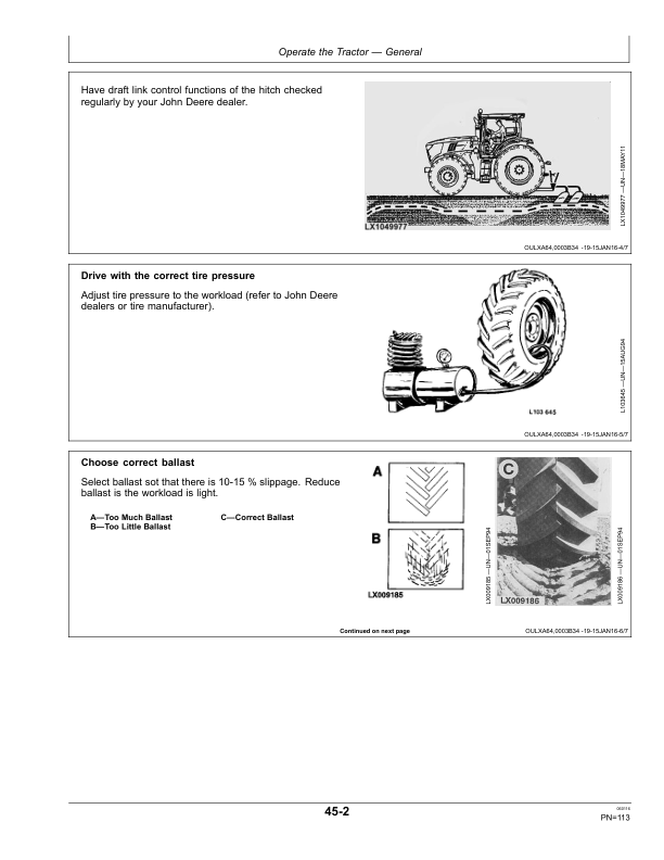 John Deere 6095MC, 6105MC, 6115MC, 6095RC, 6105RC & 6115RC Tractors (Export Editions w/European Configuration) Operator’s Manual (OMAL222851) Workshop Guide