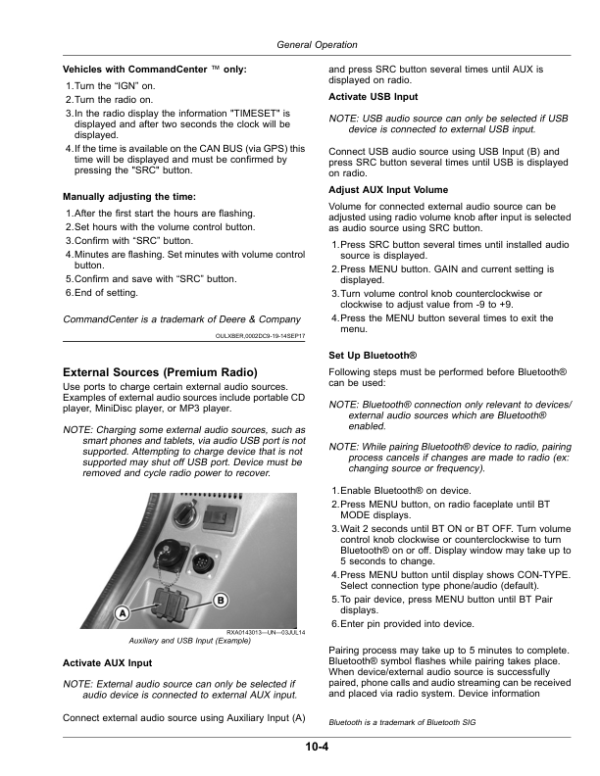 John Deere Standard Radio, Premium Radio Operator’s Manual (OMAL226470) Workshop Guide