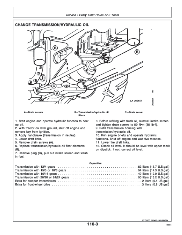 John Deere 6100, 6200, 6300 & 6400 Tractors Operator’s Manual (OMAL76458) Workshop Guide