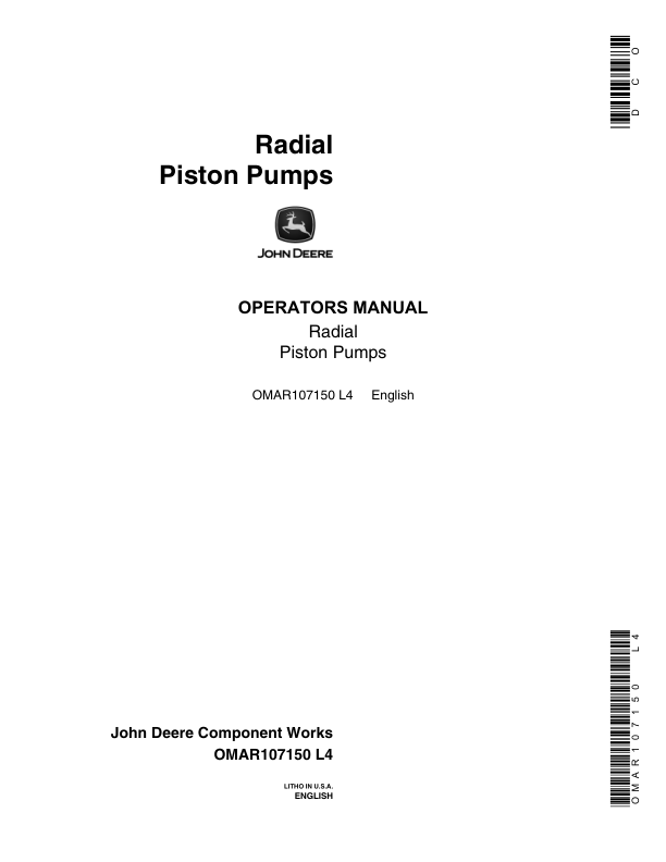 John Deere RADIAL PISTON PUMPS Pumps Operator’s Manuals (OMAR107150) Workshop Guide