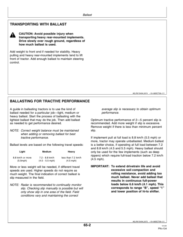 John Deere 9300T, 9400T Tractors Operator’s Manual (OMAR165773) Workshop Guide