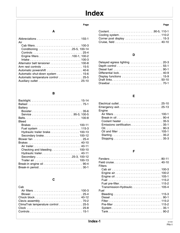 John Deere 8110, 8210, 8310, 8410 Tractors Operator’s Manual (OMAR168259) Workshop Guide