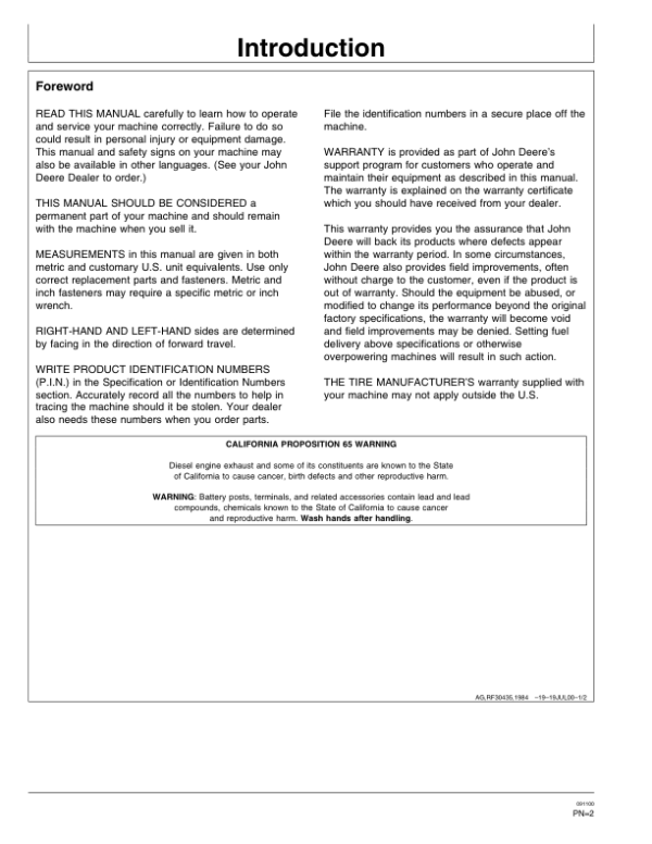 John Deere 9100, 9200, 9300, 9400 Tractors (040001-) Operator’s Manual (OMAR177989) Workshop Guide
