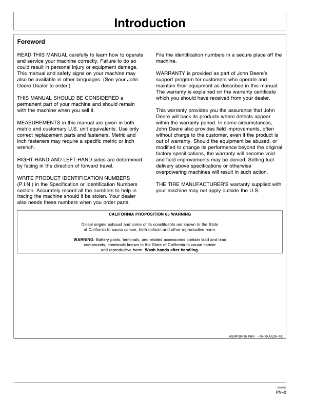 John Deere 9100, 9200, 9300, 9400 Tractors (040001-) Operator’s Manual (OMAR177989) Workshop Guide