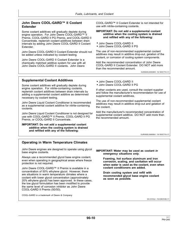 John Deere 8295RT, 8320RT & 8345RT Tractors Export Edtion (902501-912000) Operator’s Manual (OMAR276067) Workshop Guide