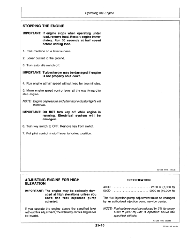 John Deere 490D, 590D Excavators Operator’s Manuals (OMAT126018) Workshop Guide