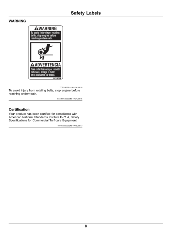 John Deere Commercial Walk Behind Mower (010001-020000) (North American) Operator’s Manual (OMAUC11275) Workshop Guide