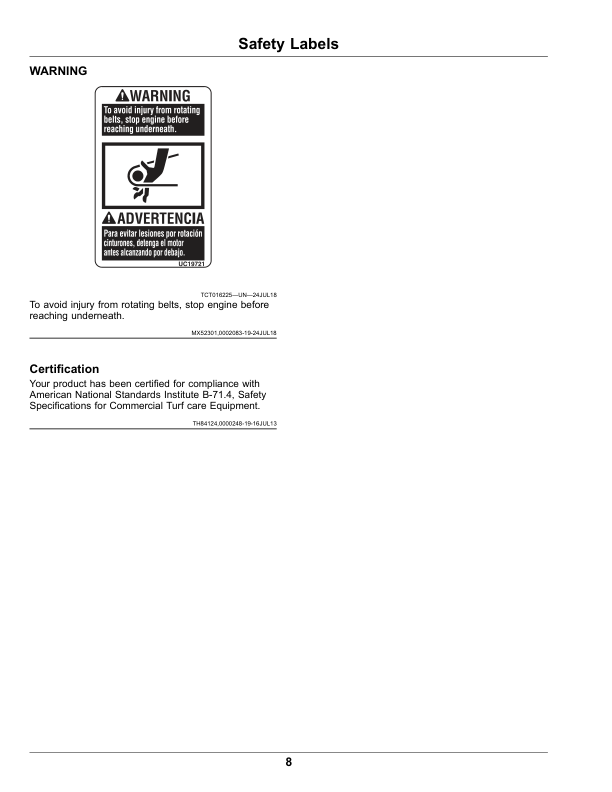 John Deere Commercial Walk Behind Mower (010001-020000) (North American) Operator’s Manual (OMAUC11275) Workshop Guide