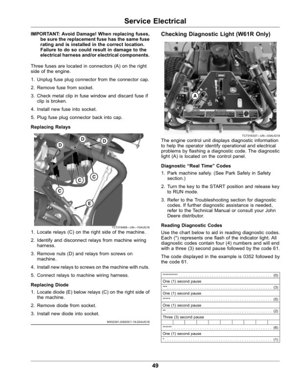 John Deere W36R, W48R, W52R, W61R Commercial Walk Behind Mowers (010001-) Operator’s Manual (OMAUC11277E) Workshop Guide