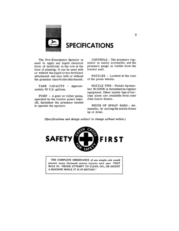John Deere Pre-Emergence Sprayer Kits Operator’s Manual (OMB25221) Workshop Guide