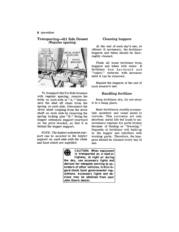 John Deere 211B, 411, 411B, 611 Side Dresser Operator’s Manual (OMB25269) Workshop Guide