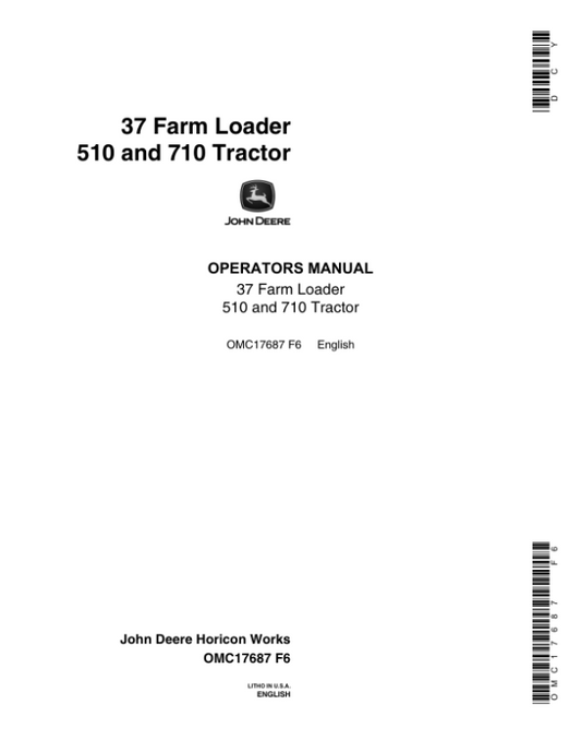 John Deere 37 Farm Loader Operator’s Manual (OMC17687) Workshop Guide