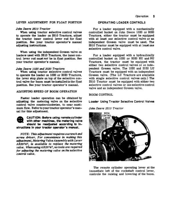 John Deere 47 Farm Loader Operator’s Manual (OMC19032) Workshop Guide