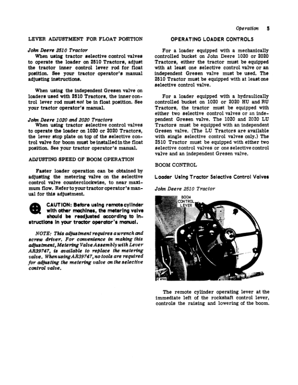 John Deere 47 Farm Loader Operator’s Manual (OMC19032) Workshop Guide