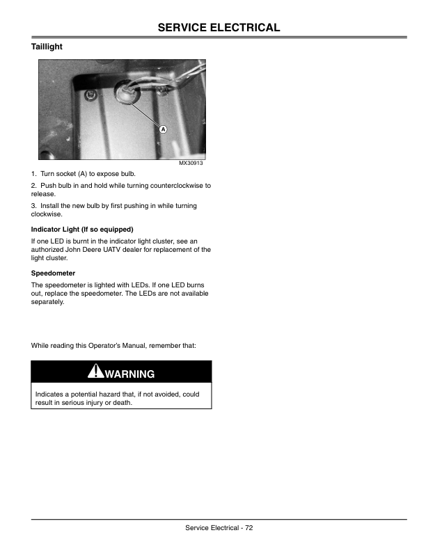 John Deere 500, 500EX, 500EXT Buck UATV (010001-) Operator’s Manual (OMC219000390) Workshop Guide