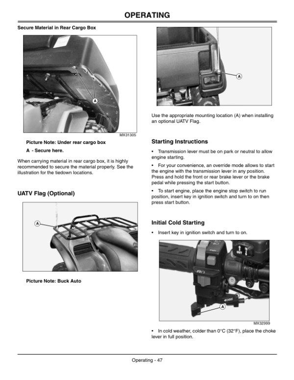 John Deere 500 Buck Auto Utility All Terrain Vehicle (020001-) Operator’s Manual (OMC219000394) Workshop Guide