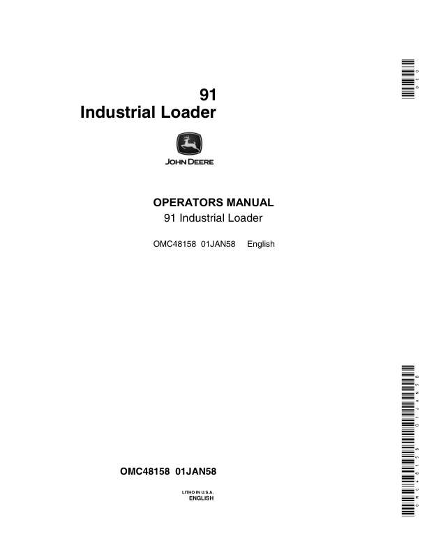 John Deere 91 Loaders Operator’s Manuals (OMC48158) Workshop Guide