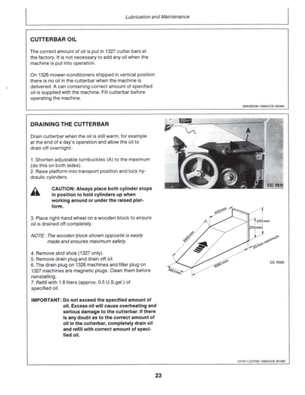 John Deere impeller Mower-Conditioners 1326, 1327 Operator’s Manual (OMCC21247) Workshop Guide